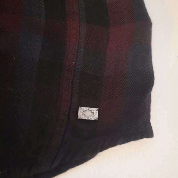 Harley-Davidson Genuine Motor Clothes Ladies Sleeveless Red Plaid Blouse - Picture 8 of 10